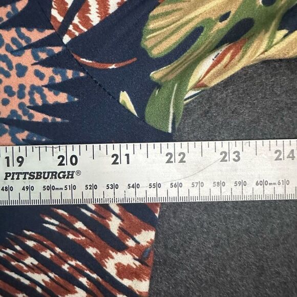 Scarlett Tropical Floral Print U-Neck Cutout Sleeve Blouse Womens XL Blue Cottag - Picture 9 of 11